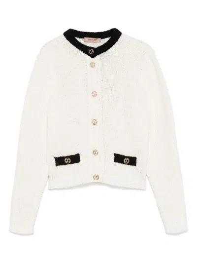Twinset Logo-buttons Cardigan In White