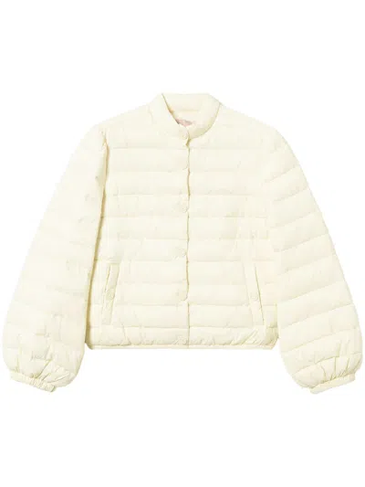 Twinset Logo-buttons Puffer Jacket In Neutrals