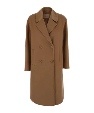 Twinset Logo Coat In Black