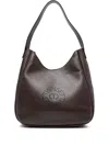 Twinset Logo-cut Leather Shoulder Bag In Brown