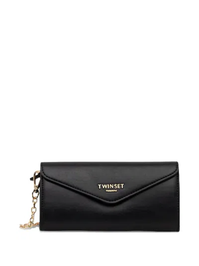Twinset Logo-detail Flap Wallet In Black