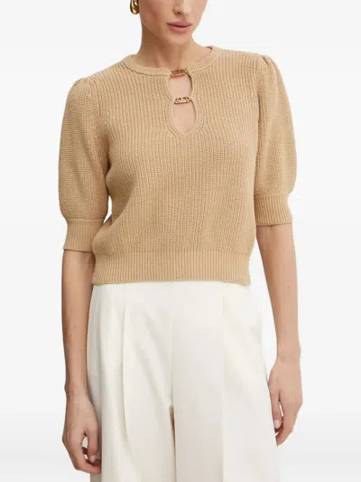Twinset Logo-detail Knit T-shirt In Brown