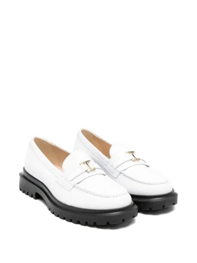 Twinset Kids' Logo-detail Loafers In White