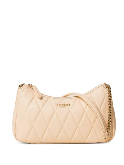 Twinset Logo-detail Shoulder Bag In Neutral