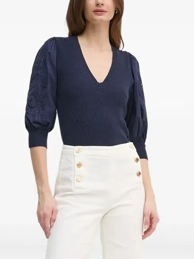 Twinset Logo-detail Sweater In Blue