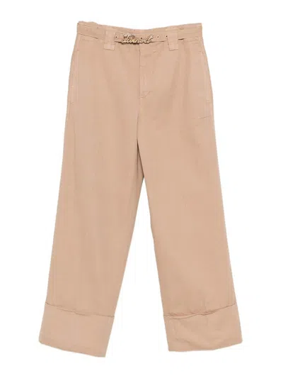 Twinset Twin-set Logo Detail Trousers And Belt Loops In Brown