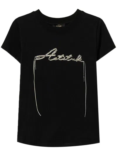Twinset Logo-embellished T-shirt In Black
