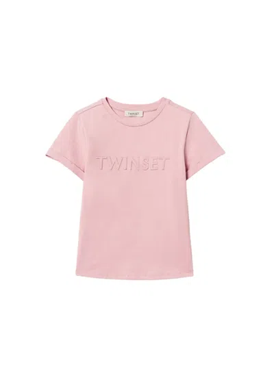 Twinset Kids' Logo-embellished T-shirt In Pink