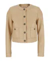 Twinset Beige Crewneck Jacket With Logo Buttons In Nude