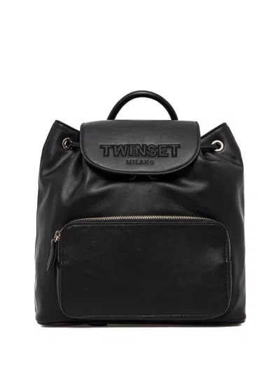 Twinset Logo-embossed Leather Backpack