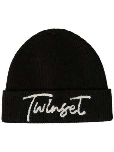 TWINSET LOGO-EMBROIDERED BEANIE