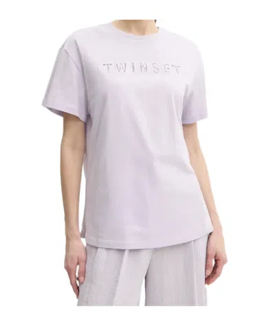 Twinset Logo Embroidered Crewneck T-shirt In Neutral