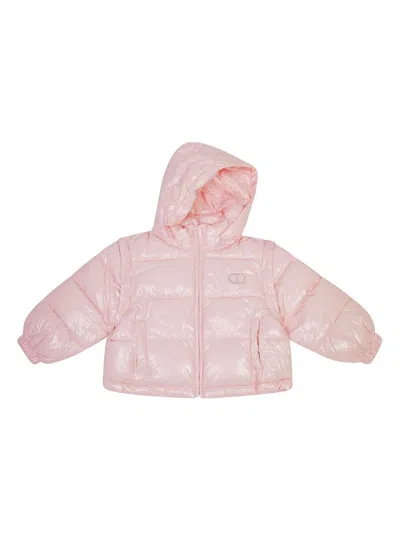 Twinset Kids' Logo-embroidered Puffer Jacket In Pink