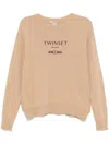Twinset Logo-embroidered Sweater In Neutrals
