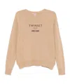 Twinset Logo-embroidered Sweater In Nude