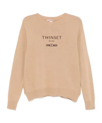 TWINSET LOGO-EMBROIDERED SWEATER
