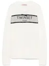 Twinset Logo-embroidered Sweater In White