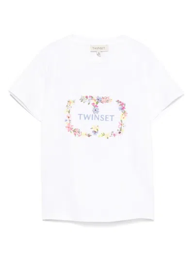 Twinset T-shirt Mit Logo-stickerei In Weiss