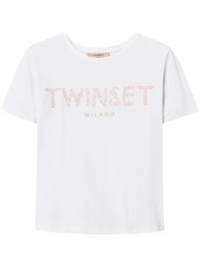 Twinset Logo-embroidered T-shirt In White