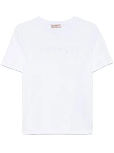 Twinset Twin-set White Cotton Jersey With Embroidery