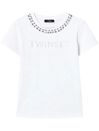 Twinset Logo-embroidered T-shirt In White