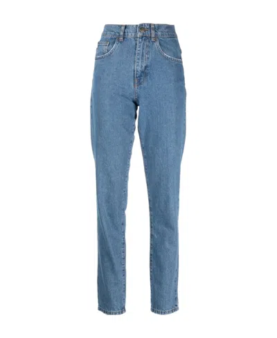 Twinset Logo-embroidered Tapered Jeans In Blue