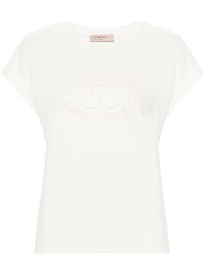 Twinset Logo Embroidery T-shirt In White