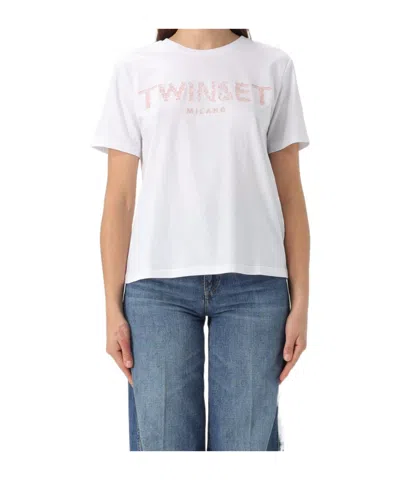 Twinset Logo Embroidery T-shirt In White