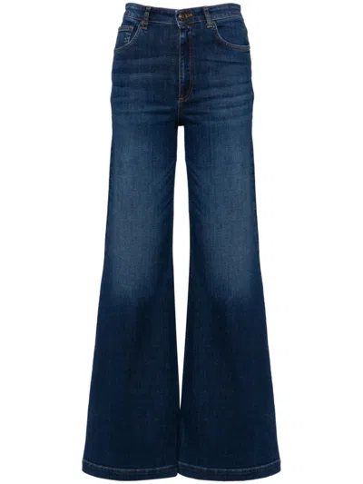 Twinset Logo-engraved Buttons Jeans In Blue
