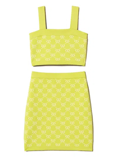 Twinset Kids' Logo-intarsia Skirt Set In Yellow