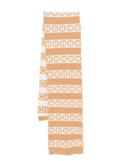 Twinset Logo-jacquard Scarf In Brown