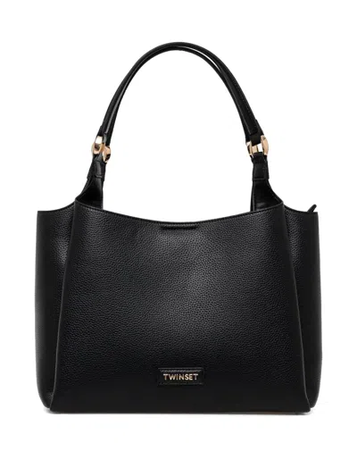 Twinset Logo-lettering Tote Bag In Black
