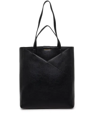 Twinset Logo-lettering Tote Bag In Black
