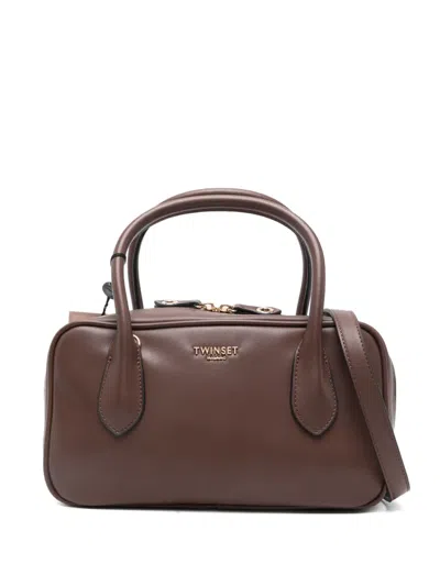 Twinset Logo-lettering Tote Bag In Brown