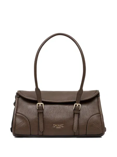 Twinset Logo-lettering Tote Bag In Brown