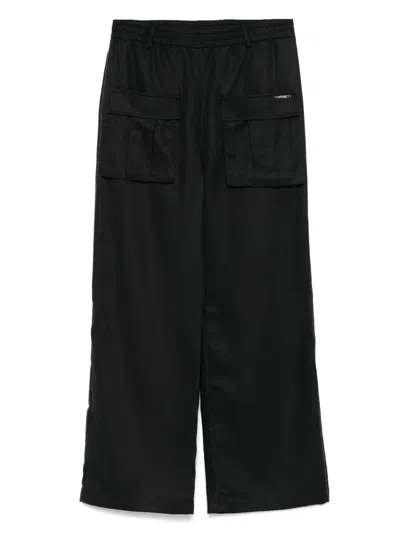 Twinset Kids' Logo-lettering Trousers In 黑色