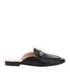 Twinset Black Mules With Logo Plaque On The Front In Leather Woman In Black