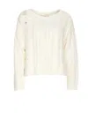Twinset Logo-patch Cable-knit Sweater In Multi