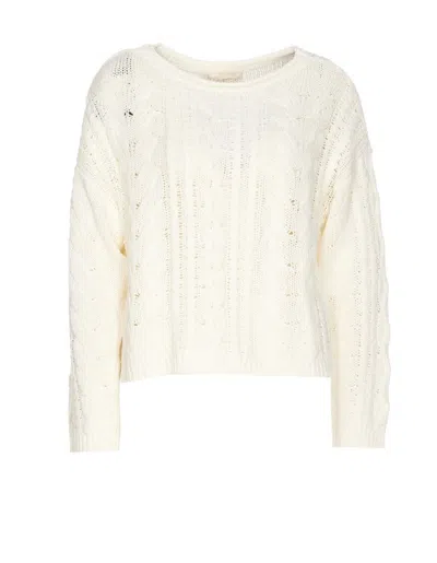 Twinset Logo-patch Cable-knit Sweater In Multi