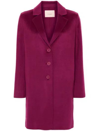 Twinset Logo-patch Coat In Pink