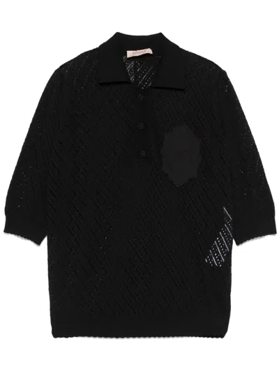 Twinset Logo-patch Polo Top In Black