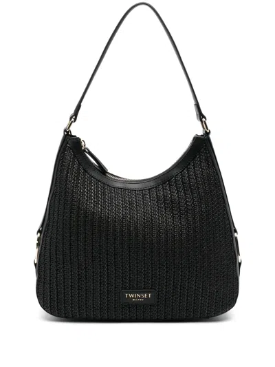 Twinset Logo-patch Shoulder Bag In Black
