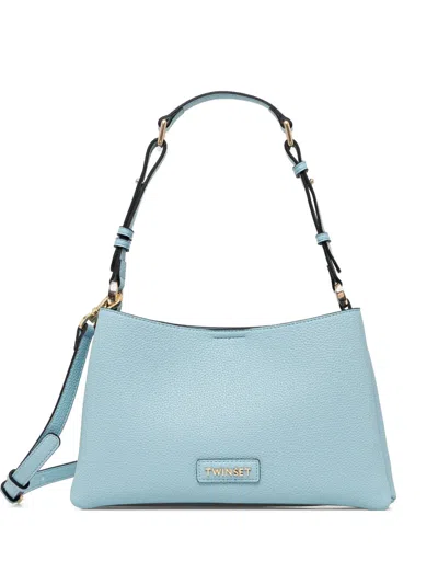 Twinset Logo Patch Shoulder Bag In Blau