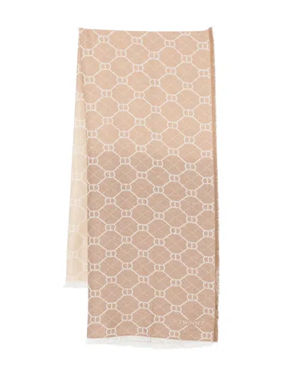 Twinset Logo-pattern Scarf In Neutral