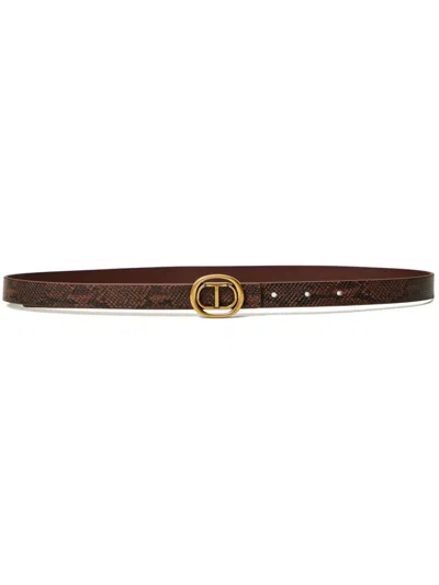 Twinset Logo-plaque Belt In Brown