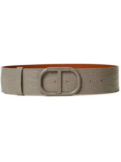Twinset Logo-plaque Belt In Grey