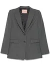 Twinset Logo-plaque Blazer In Grey