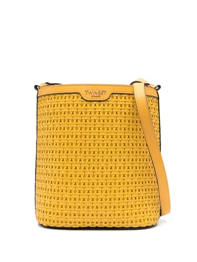 Twinset Logo-plaque Bucket Bag In Yellow