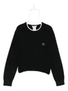 Twinset Logo-plaque Crew-neck Sweater In Black