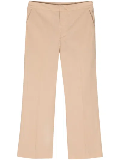Twinset Logo-plaque Cropped Trousers In Neutrals